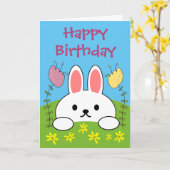 Gefeliciteerd Konijn Kaart (Gele Bloem)
