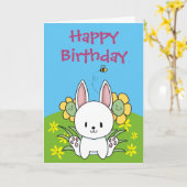 Gefeliciteerd Konijn Kaart (Gele Bloem)