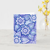 Gefeliciteerd Koningsblauwe Damask Indiase Mandala Kaart (Gele Bloem)