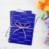 Gefeliciteerd koninklijk blauw wit inpakpapier vel