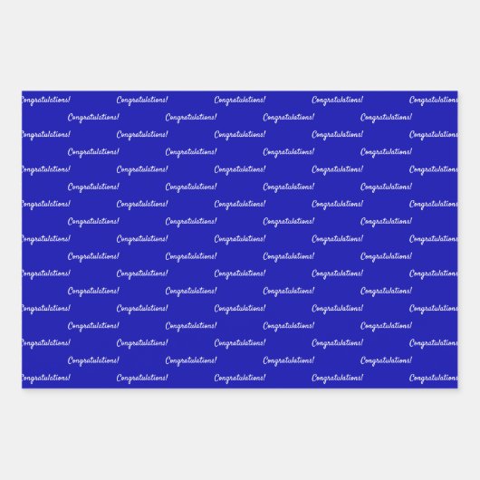 Gefeliciteerd koninklijk blauw wit inpakpapier vel (Voorkant)