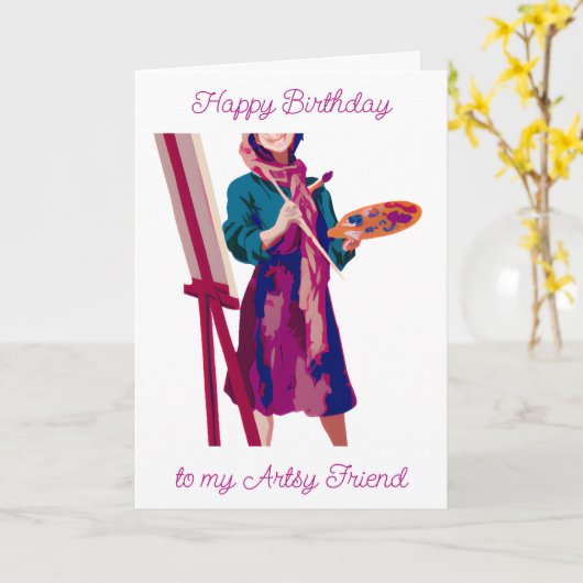 Gefeliciteerd | Kunst Vrouw Schilderen Kaart (Gele Bloem)