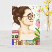 Gefeliciteerd | Kunstenaar Vrouw in Bril Kaart (Gele Bloem)