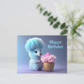 Gefeliciteerd Lama die cupcake eet Briefkaart (Staand voorkant)