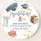 Gefeliciteerd Law School Afstuderen Zandsteen Onderzetter (Voorkant)