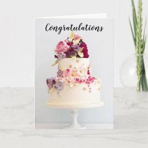 Gefeliciteerd - Lente Bloemige Trouwtaart Kaart