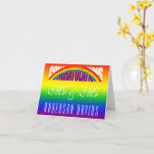 Gefeliciteerd LGBT Rainbow Flag Gay Paar Kaart (Gele Bloem)