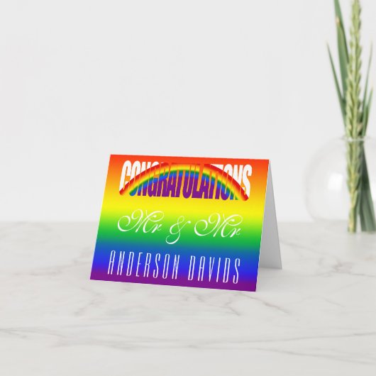Gefeliciteerd LGBT Rainbow Flag Gay Paar Kaart (Voorkant)