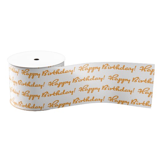 Gefeliciteerd! Licht Oranje Patroon Casual Script Grosgrain Lint (Spoel)