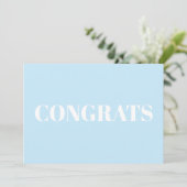 Gefeliciteerd lichtblauw, witte, minimalistische m (Staand voorkant)