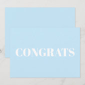 Gefeliciteerd lichtblauw, witte, minimalistische m (Voorkant / Achterkant)