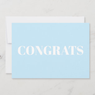 Gefeliciteerd lichtblauw, witte, minimalistische m