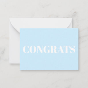 Gefeliciteerd, lichtblauwe witte kaart