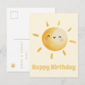 Gefeliciteerd! Lief waterverfzonnetje Briefkaart (Voorkant / Achterkant)