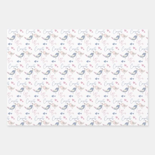 Gefeliciteerd Liefdesvogels Inpakpapier  Vel (Voorkant 3)