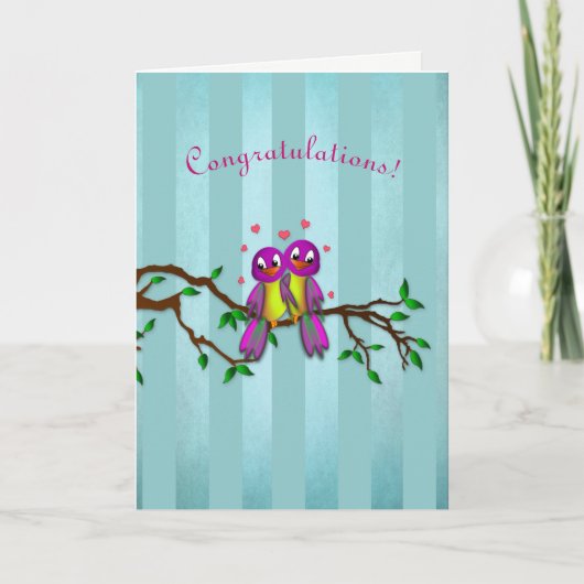 Gefeliciteerd! - Liefdesvogels Kaart (Voorkant)