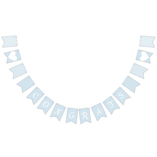 Gefeliciteerd Light Blue en White Preppy Bunting Vlaggetjes (Alle)