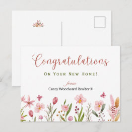 Gefeliciteerd Makelaar Met Roze Persoonlijke Bloem Briefkaart
