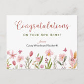 Gefeliciteerd Makelaar Met Roze Persoonlijke Bloem Briefkaart (Voorkant)