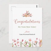 Gefeliciteerd Makelaar Persoonlijke Bloemen Briefkaart (Voorkant / Achterkant)