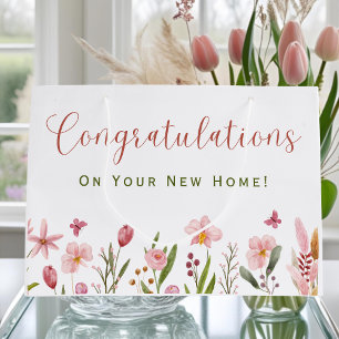 Gefeliciteerd Makelaar Roze Persoonlijke Bloemen Groot Cadeauzakje