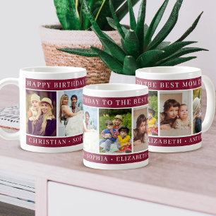 Gefeliciteerd mama foto collage bordeauxrood aande koffiemok