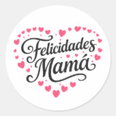 Gefeliciteerd Mama Happy Moederdag Calligraphy | Ronde Sticker (Voorkant)