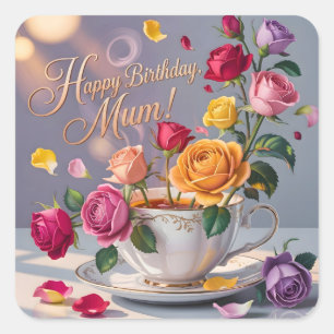 Gefeliciteerd Mama met je verjaardag met rozen Vierkante Sticker