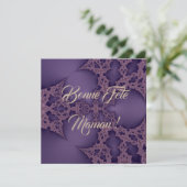 Gefeliciteerd mama, paarse fractal kaart (Staand voorkant)