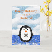 Gefeliciteerd man met pinguïn kaart (Gele Bloem)