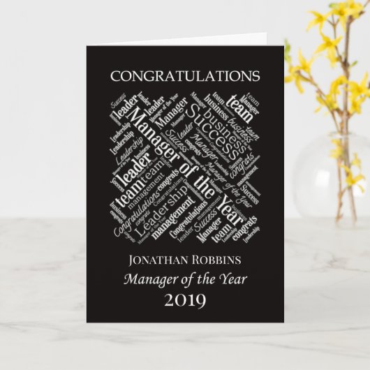 Gefeliciteerd manager van het Jaar Kaart (Gele Bloem)