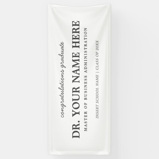 Gefeliciteerd Master of Business Administration Spandoek (Verticaal)