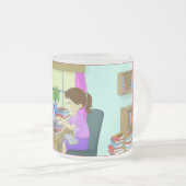 Gefeliciteerd mastergraad, grappige boeken, Afstud Matglas Koffiemok (Voorkant rechts)