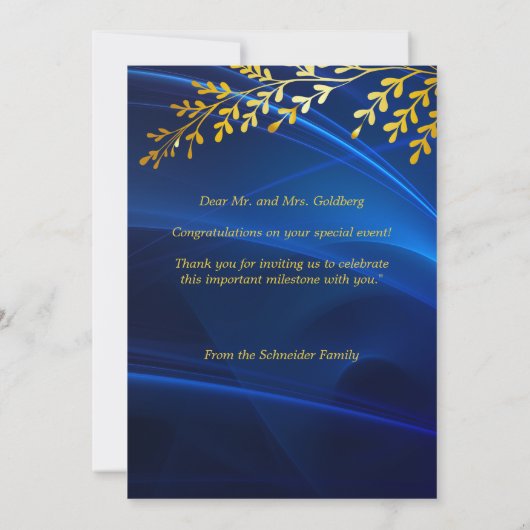 Gefeliciteerd Mazal Tov Gold Leaves Card Bedankkaart (Achterkant)