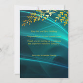 Gefeliciteerd Mazal Tov Gold Leaves met Blauwgroen Bedankkaart (Achterkant)