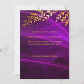 Gefeliciteerd Mazal Tov Gold Leaves Paarse Card Bedankkaart (Achterkant)