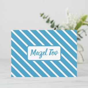Gefeliciteerd Mazel Tov Kaart, Blauwe Witte Lijnen Kaart