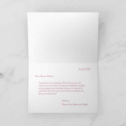 Gefeliciteerd Medisch Dokter Afstuderen Kaart (Binnen)