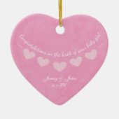 Gefeliciteerd meisje met roze hartslag keramisch ornament (Voorkant)