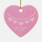 Gefeliciteerd meisje met roze hartslag keramisch ornament (Achterkant)