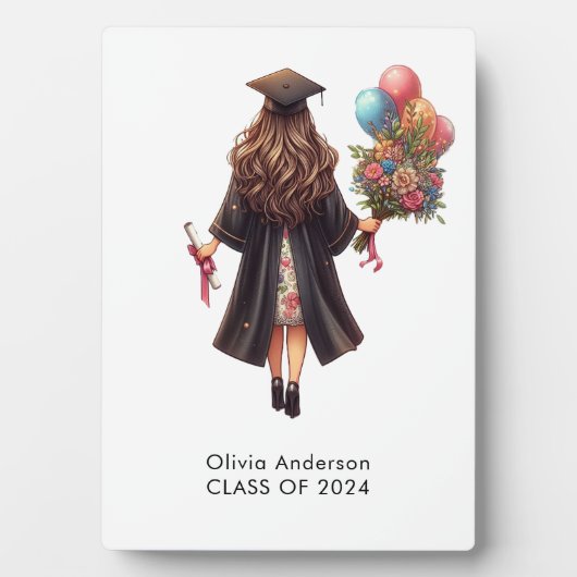 Gefeliciteerd Meisje Waterverf Afstuderen Fotoplaat (voorkant)