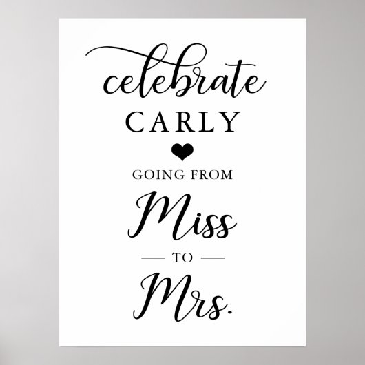 Gefeliciteerd Mejuffrouw Mevrouw Bruiloft Hart WEL Poster (Voorkant)