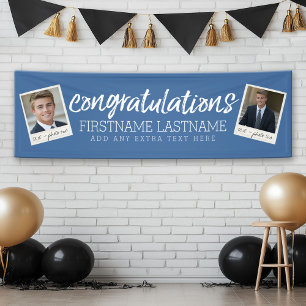 Gefeliciteerd met 2 fotocollage - Kan kleur bewerk Spandoek