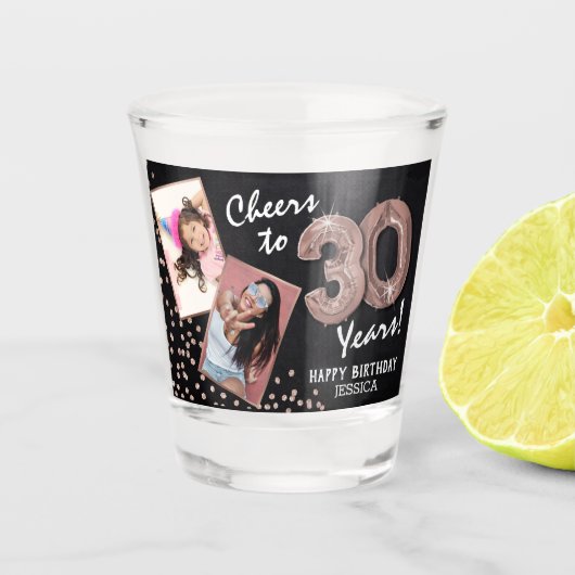 Gefeliciteerd met 30 jaar 2 foto shot glas (Voorkant)