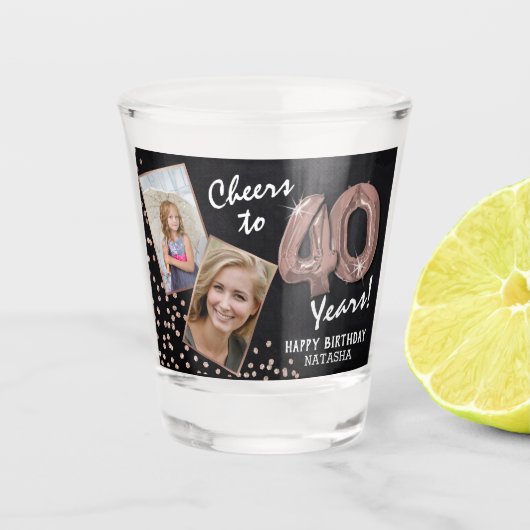 Gefeliciteerd met 40 jaar 2 foto shot glas (Voorkant)