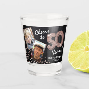Gefeliciteerd met 50 jaar 2 foto shot glas