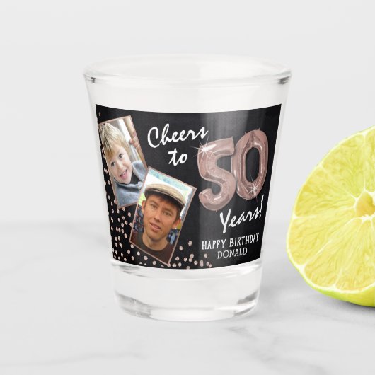 Gefeliciteerd met 50 jaar 2 foto shot glas (Voorkant)