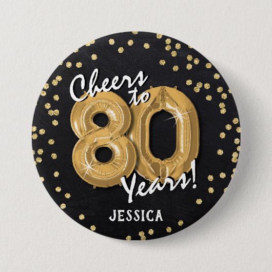 Gefeliciteerd met 80 jaar ronde button 7,6 cm (Voorkant)