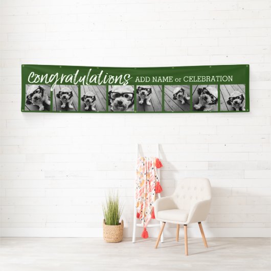 Gefeliciteerd met 8 Aangepaste tekst voor fotocoll Spandoek (Insitu)