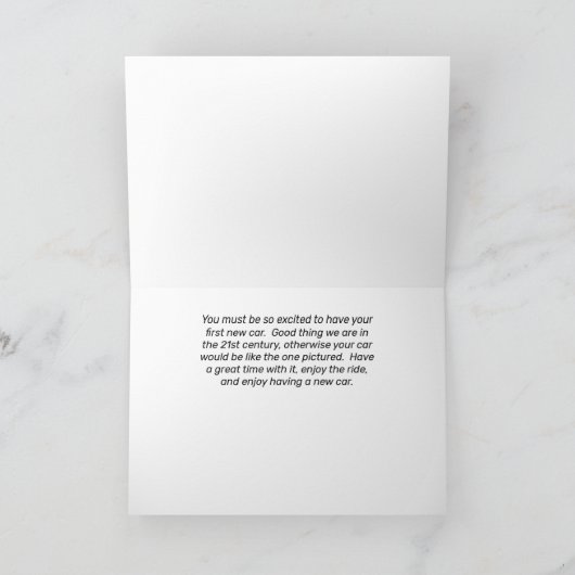 Gefeliciteerd met aankoop eerste nieuwe auto kaart (Binnen)